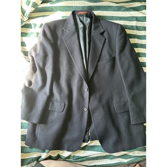 Vintage Nordstrom Loro Piana Camel Hair Blazer Suit Jacket Size 44 R Navy